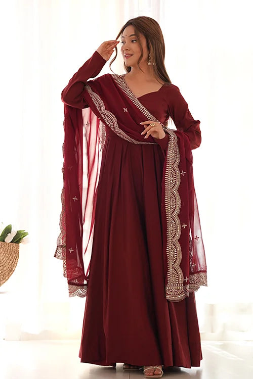 Ready to Wear Premium Pure Romansilk Anarkali Set with Dupatta