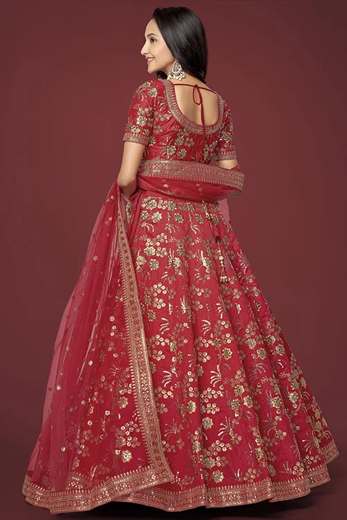 Shop Red Embroidered Lehengas Online For Women