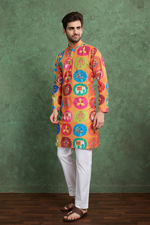 Party Wear Traditional Multi Color Kurta for Men's Wear