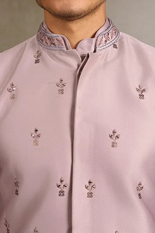 Boutique Style Unique Light Pink Kurta Koti Set for Men