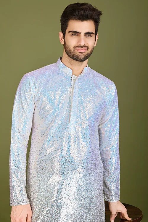 Ombre Yellow Designer Men's Kurta In Real Georgette Gents Kurta