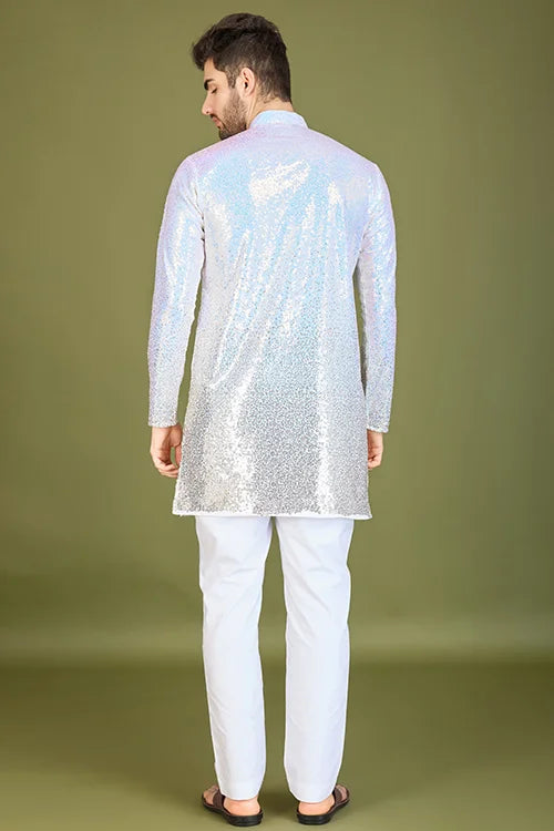 Ombre Yellow Designer Men's Kurta In Real Georgette Gents Kurta