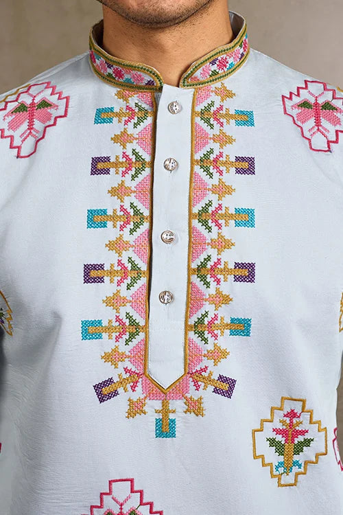 Elegant Look Indian Festive Sky Blue Kurta for Men