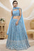 Sky Blue Sequins Georgette Wedding Wear Lehenga Choli