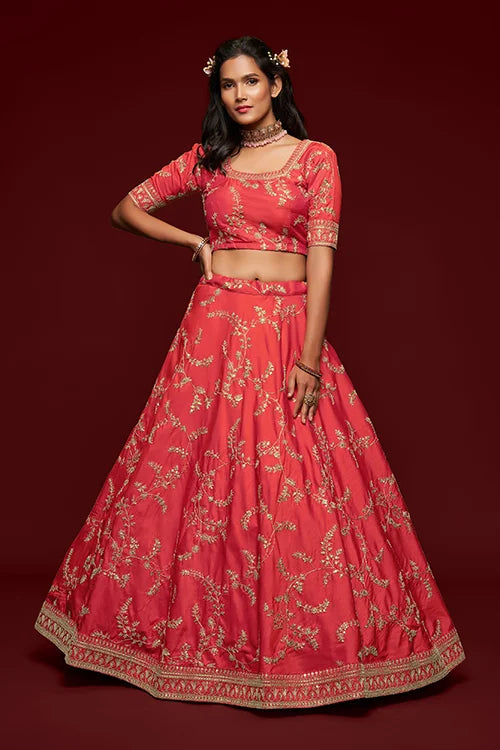 Art Silk Thread Zari Embroidery Lehenga Choli Set