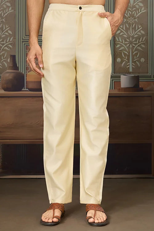 Haldi Special Light Yellow Koti Kurta Set for Mens Wear