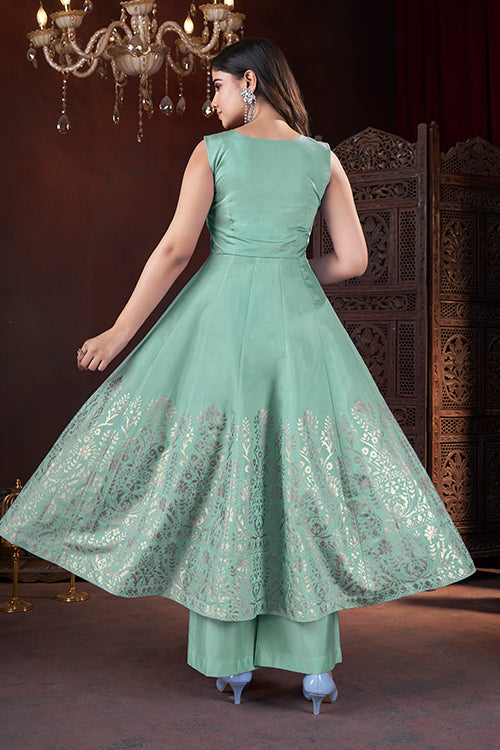 Beautiful Pista Color Ready to Wear Party Wear Salwar Suit