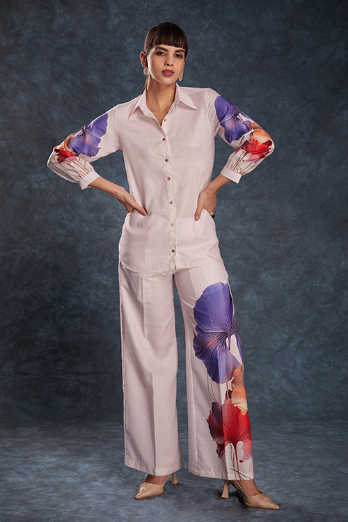 Party Wear Light Pink Printed Work Co-Ords Set