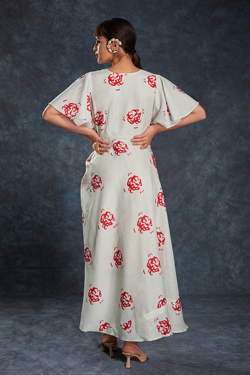 Trendy Butterfly Sleeve Printed Maxi Dress