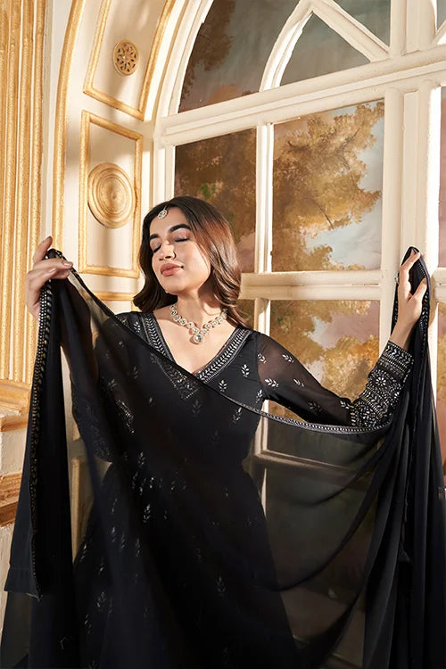 Exclusive Foil Printed Long Gown – Party Wear Elegance