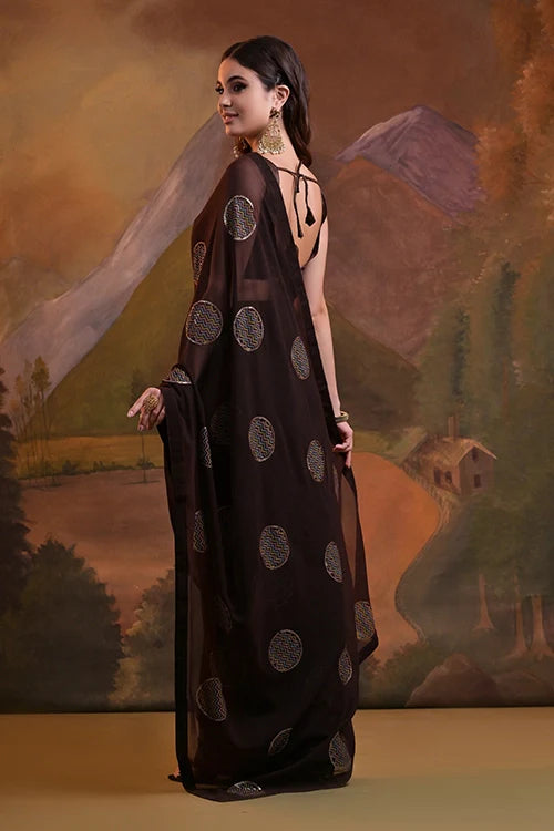 Bollywood Designer Mauve Saree with Heavy Georgette