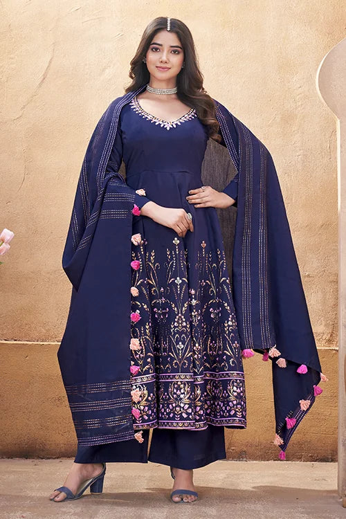 Navy Blue Stylish Ready To Wear Royal Look Special Salwar Suit