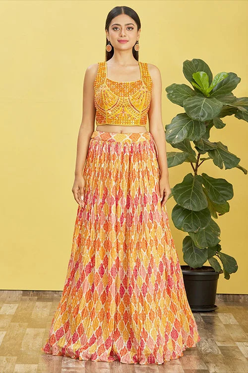 Stunning Yellow Sequins Embroidered Lehenga Choli Collection