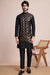 Traditional Black Silk Kurta With Thread Work