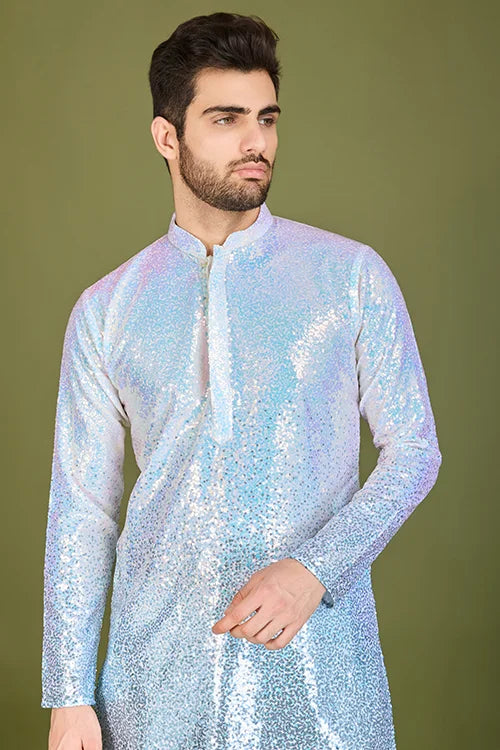 Stylish Ombre Blue Kurta For Men – Festive & Wedding Men's Kurta