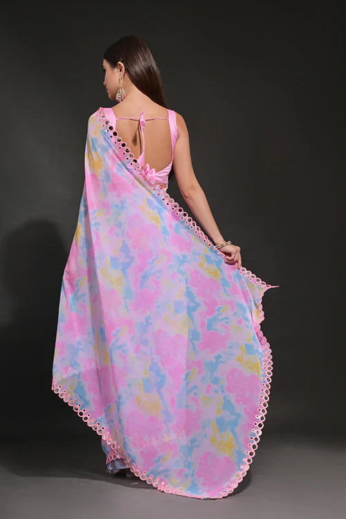 Bollywood Designer Pink Georgette Saree Online | Buy Now