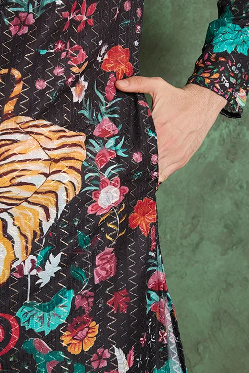 Classy Black Comfortable Kurta Clothes for Men