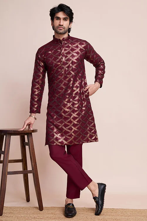 Stylish Maroon Silk Kurta for Special Occasions