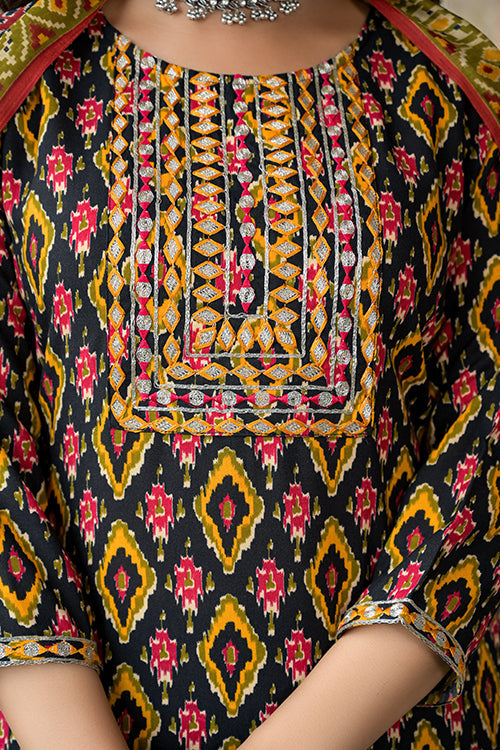 Trendy Black Rayon Kurti with Chanderi Dupatta for Casual & Festive Wear