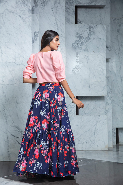 Beautiful Pink Printed Crop-Top Set – Shop Now