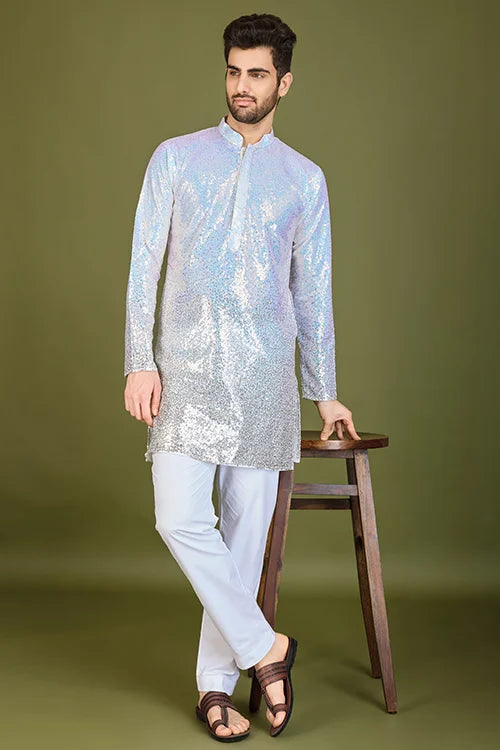 Ombre Yellow Designer Men's Kurta In Real Georgette Gents Kurta