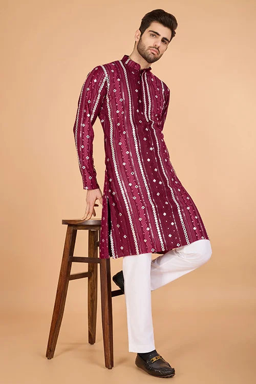 Stylish Wedding Wear Heavy Embroidered Mens Kurta