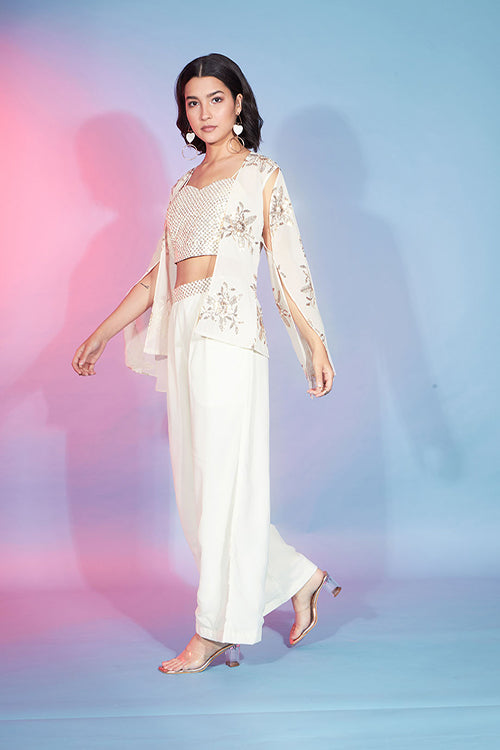 Stylish Fancy Wear Georgette Thread With Sequins Work Co-Ord Collection