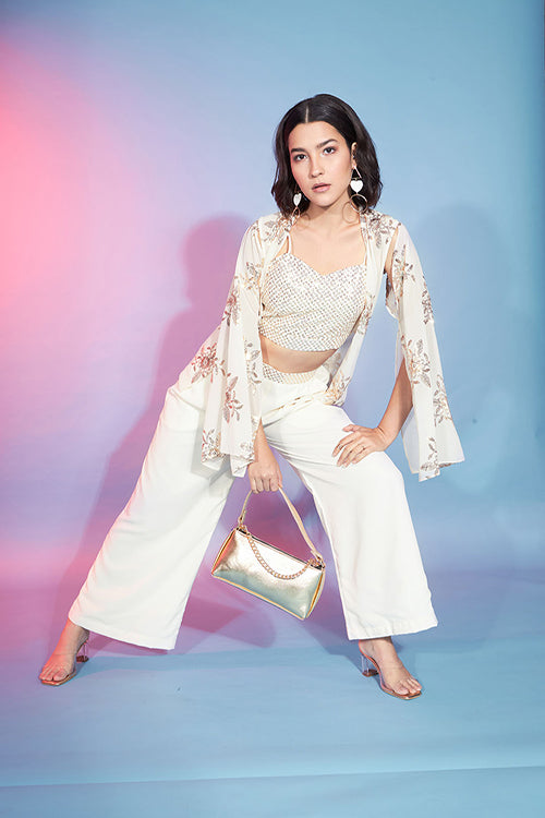 Stylish Fancy Wear Georgette Thread With Sequins Work Co-Ord Collection