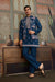 Modern Teal Blue Open Koti Kurta Set for Men