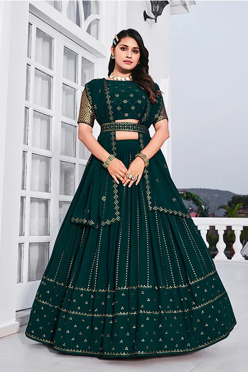 Teal Green Bollywood Georgette Lehenga Choli Online