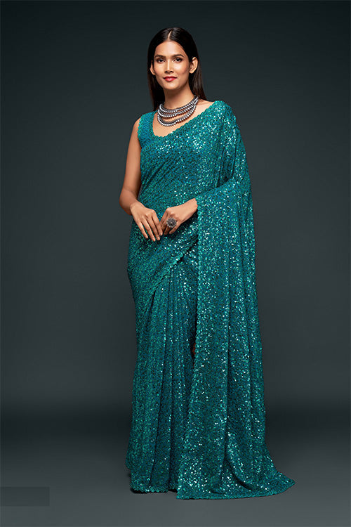 New Exclusive Party Wear Georgette Sequence work Saree Collection