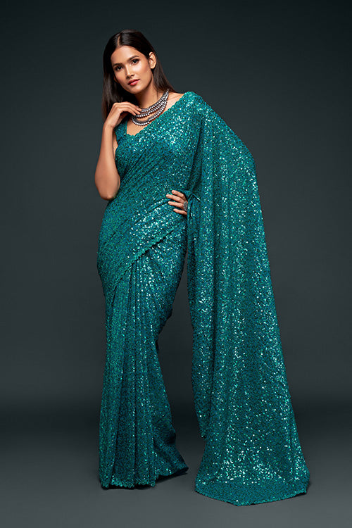 New Exclusive Party Wear Georgette Sequence work Saree Collection