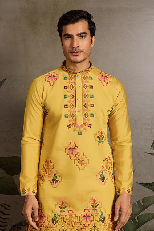 Men’s Traditional Yellow Kurta for Haldi Ceremony