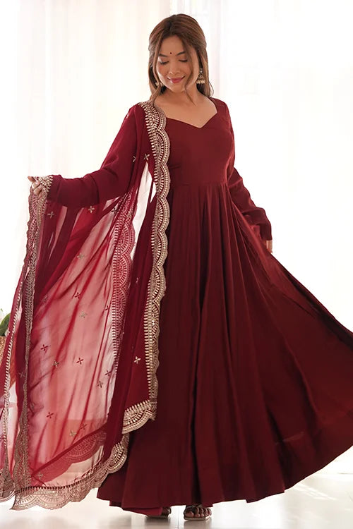Ready to Wear Premium Pure Romansilk Anarkali Set with Dupatta