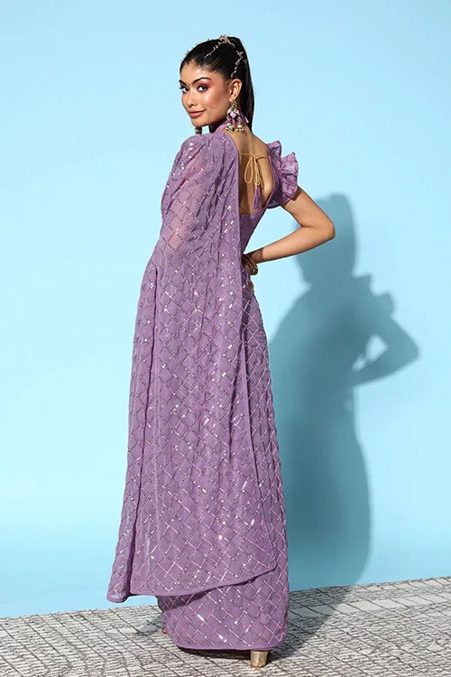 Georgette Saree with Stunning Sequence Embroidery Work