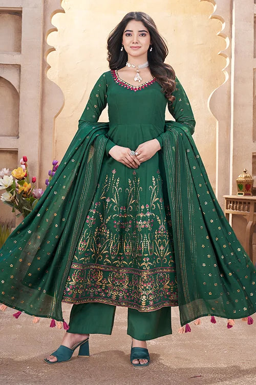 Shop Now Green Mirror Work Designer Salwar Suit