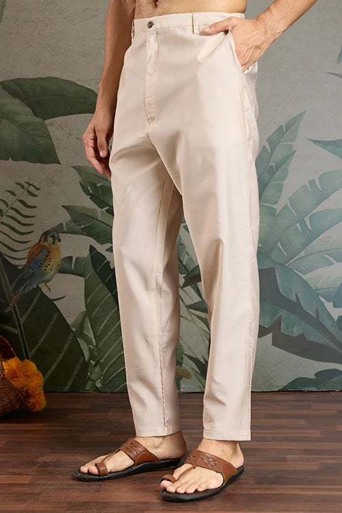 Classic Ivory Embroidered Kurta Pajama for Men