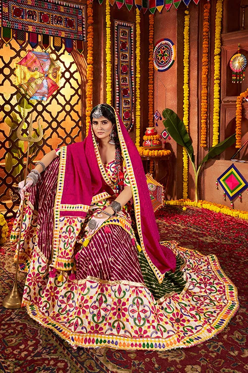 Colorful Mirror Work Chaniya Choli Set for Garba Night