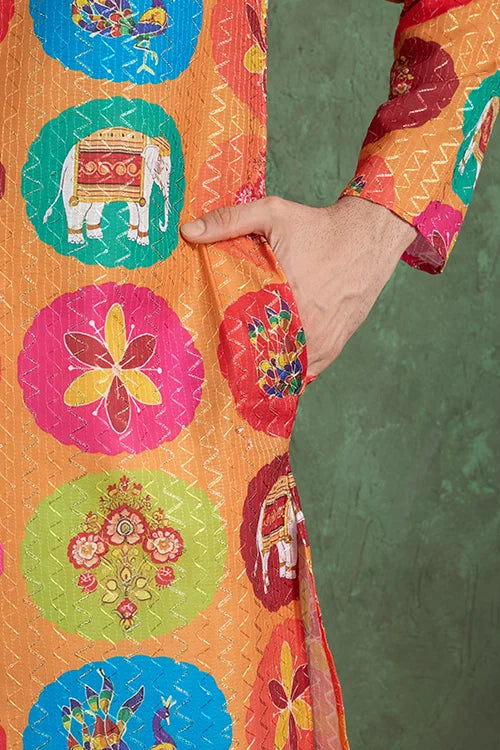 Party Wear Traditional Multi Color Kurta for Men's Wear