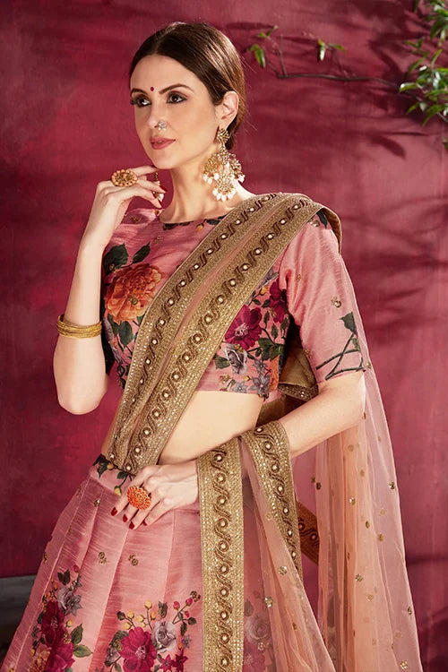 Traditional Bridal lehenga Cholis For Women New Collection Peach Colour