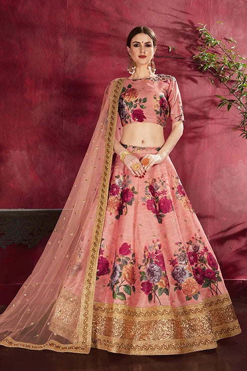 Traditional Bridal lehenga Cholis For Women New Collection Peach Colour