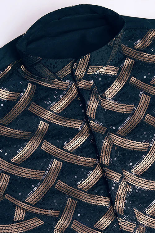 Navy Designer Silk Kurta With Thread Work