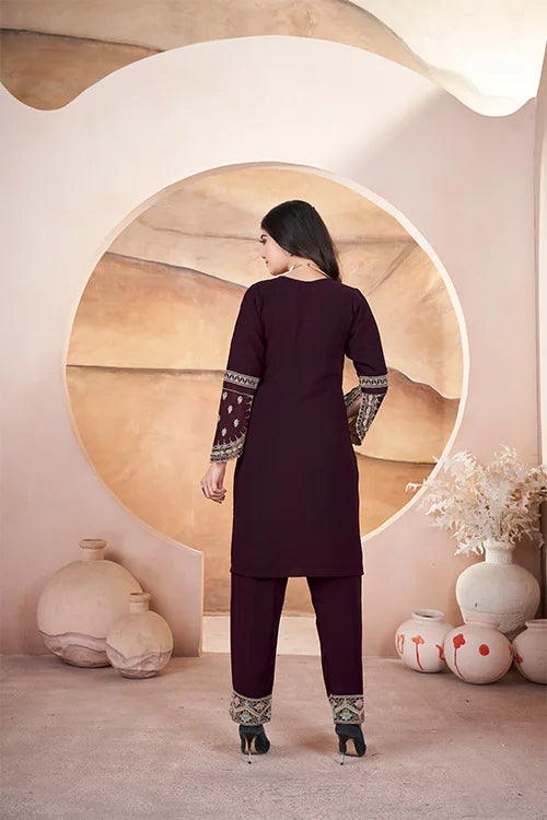 Brown Georgette Embroidered Pakistani Designs Suits