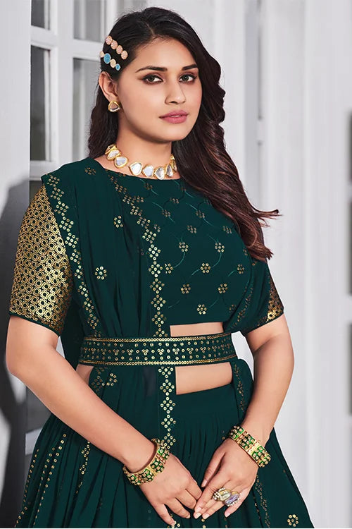 Teal Green Bollywood Georgette Lehenga Choli Online