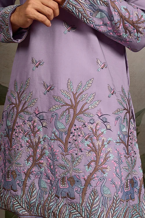 Premium Lavender Embroidered Kurta for Mens Wear
