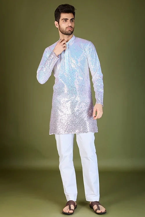 Designer Ombre Pink Georgette Kurta For Men – Stylish & Elegant