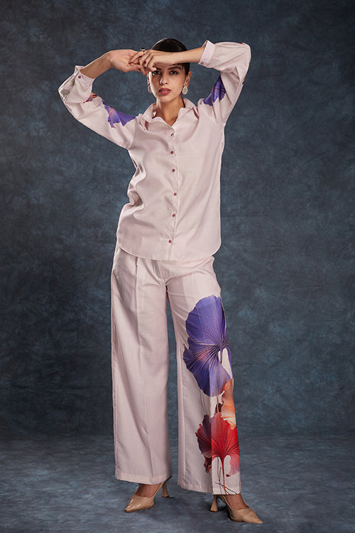 Party Wear Light Pink Printed Work Co-Ords Set