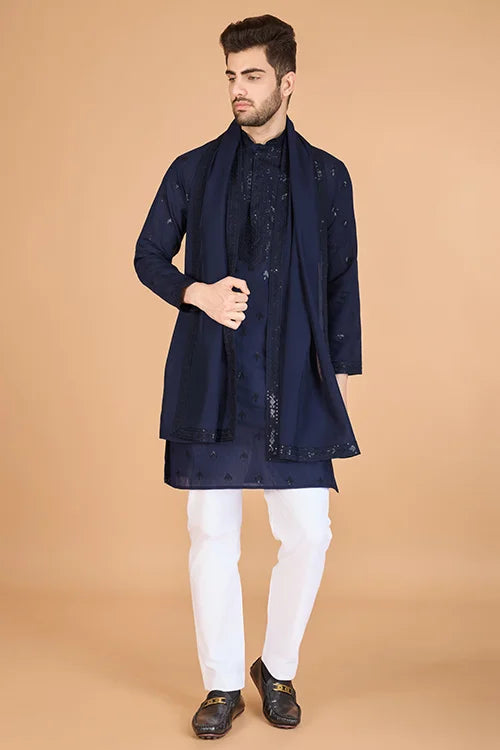 Navy Blue Viscose Silk Kurta Set – Stylish & Comfortable