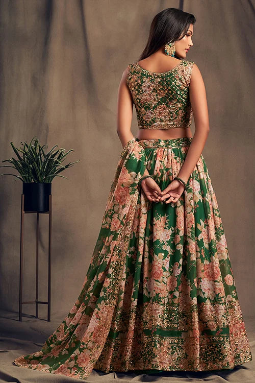 Unique Women Collection Lehenga Choli With Dupatta Green Colour