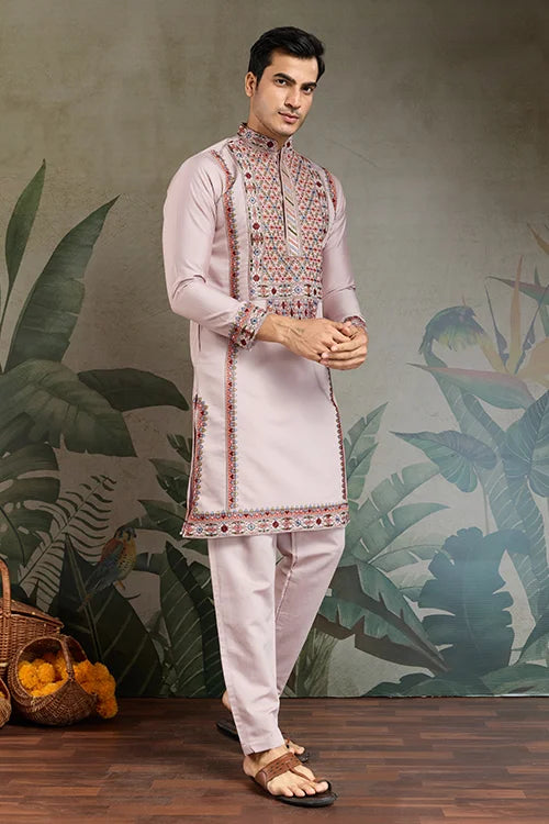Dusty Pink Ethnic Mens Kurta Pajama for Functions